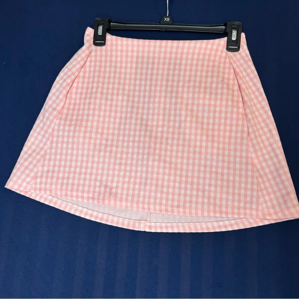 Altar'd State Pink Checkered Skater Skirt Size M